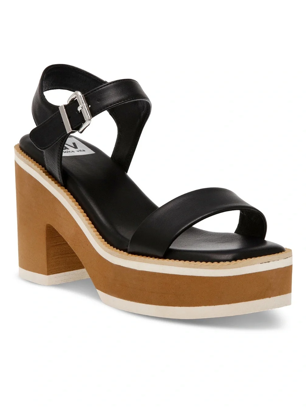 DV Dolce Vita Black Platform Block Heel Sandal with Ankle Strap size 8.5